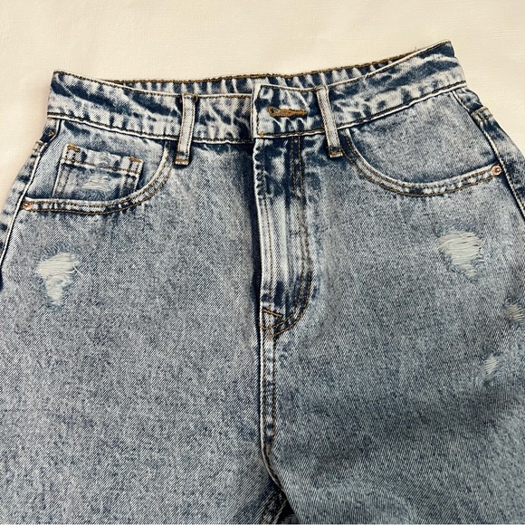 Shein High Waisted Stone Wash Distressed Jeans Blue Size S (4) - Picture 9 of 12